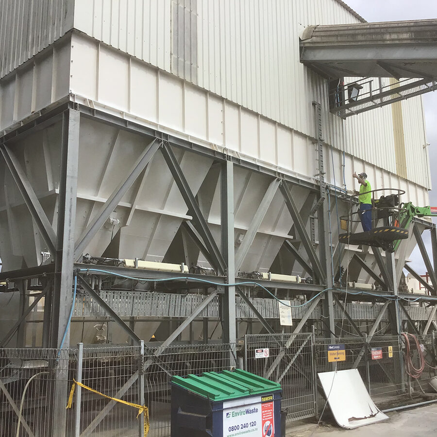 sandblasted and repainted concrete plant equipment in auckland